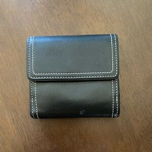 Black Leather Wallet with White Stitching